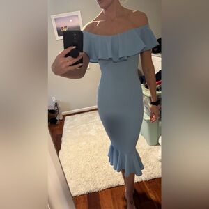 Vici Havana Elegant Blue Ruffle Dress